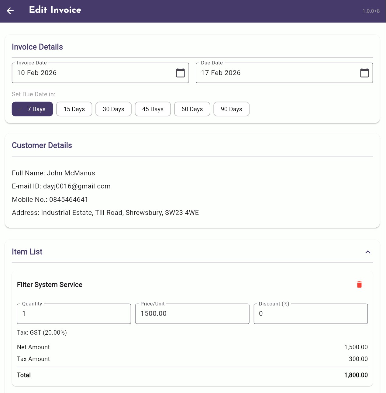 Invoice Editor